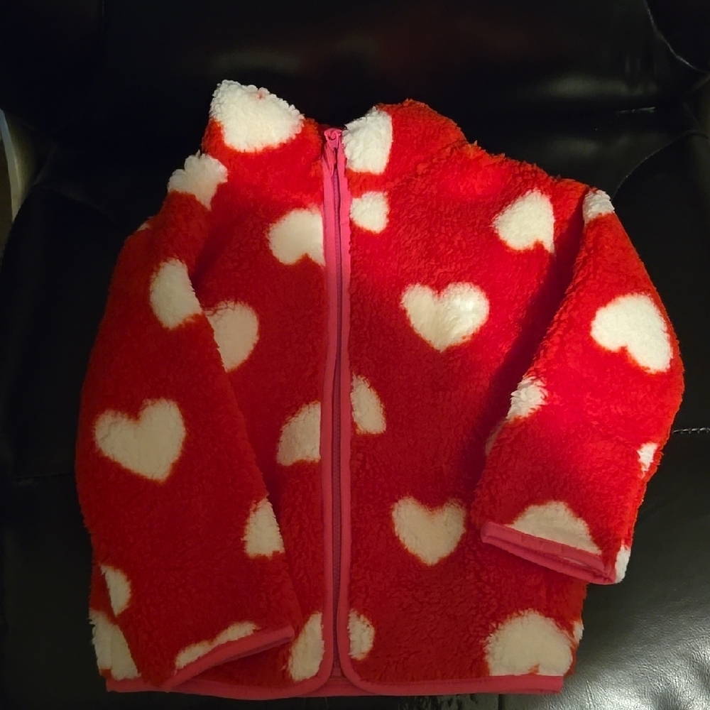 Red Heart Pattern Fleece Jacket